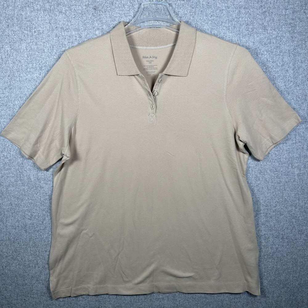 White Stag XXL Womens Polo Shirt Short Sleeve Collared Solid Stretch Beige